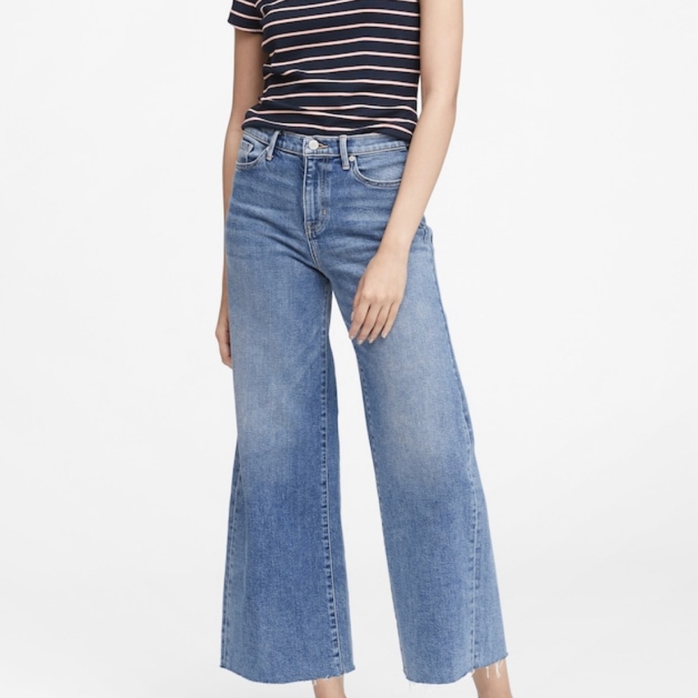 Wide Leg Jeans - crop, raw hem